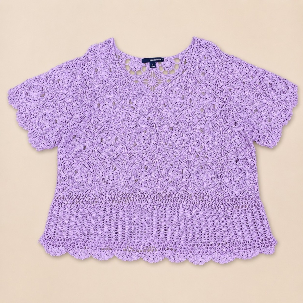 Denim 24/7 Lavender Open Knit Crochet Sweater 3X Plus Coquette Fairycore Y2K
